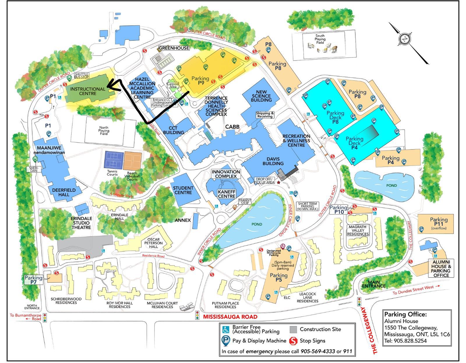 Walking path from P9 parking to Instructional Centre
